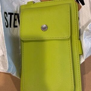 Vibrant Lime Green Wallet with Snap Closure